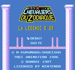 Les Chevaliers du Zodiaque - La Legende d'Or [Model NES-OK-FRA/FRA] screenshot