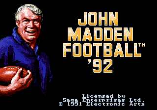 John Madden Football '92 [Model 7058] screenshot