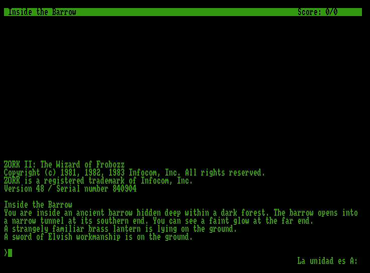 Zork II - The Wizard Of Frobozz screenshot