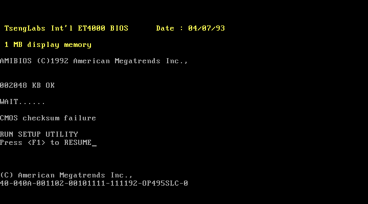 386 motherboard using a OPTi 82C495SLC chipset screenshot