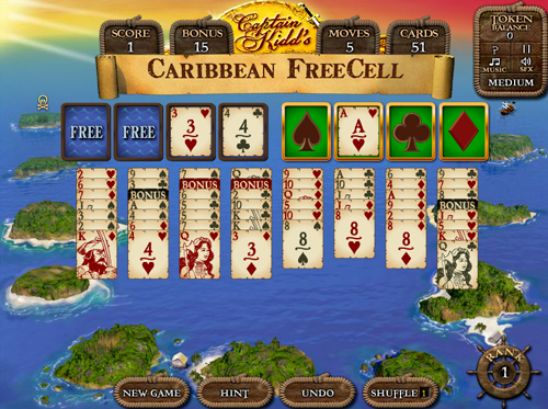 Captain Kidd's Caribbean Free Cell screenshot