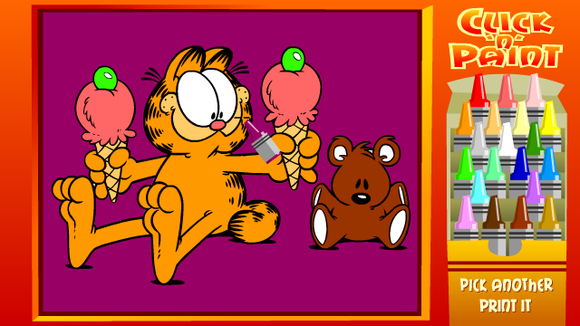 Garfield's Click-N-Paint Coloring Fun screenshot