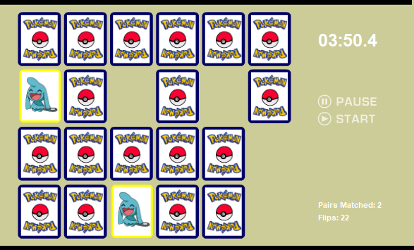 Pokemon Memory Game screenshot