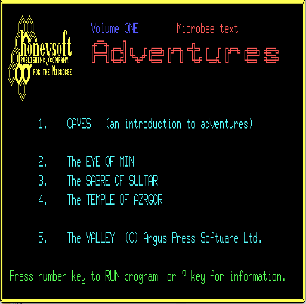 Honeysoft Microbee Text Adventures Vol. One screenshot